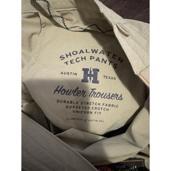 Howler Bros Brothers Shoalwater Tech Pants Mens 34x32 Khaki Uniform Fit Stretch - Picture 11 of 13